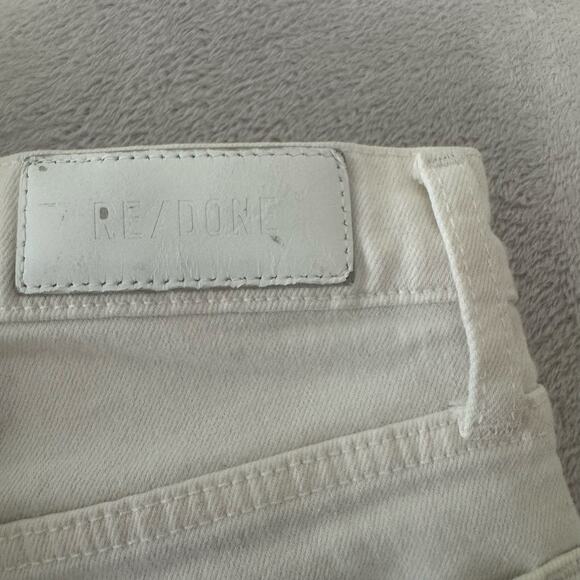 ReDone Women's‎ 90s High Rise Ankle Crop Button Fly Denim Jeans 24 White Raw Hem - Picture 4 of 11